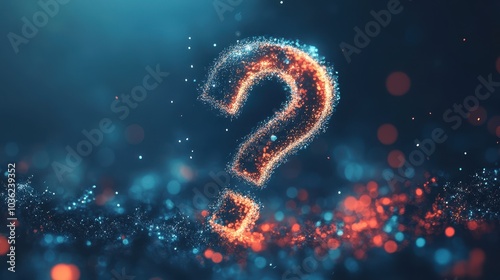 Abstract question mark, conceptual symbol. Background with selective focus and copy space