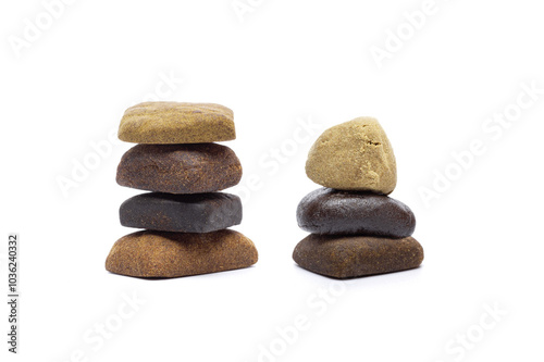 Blocks of hashish isolated on white background