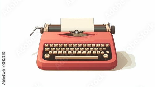 Illustration for a vintage typewriter with a half-written letter 