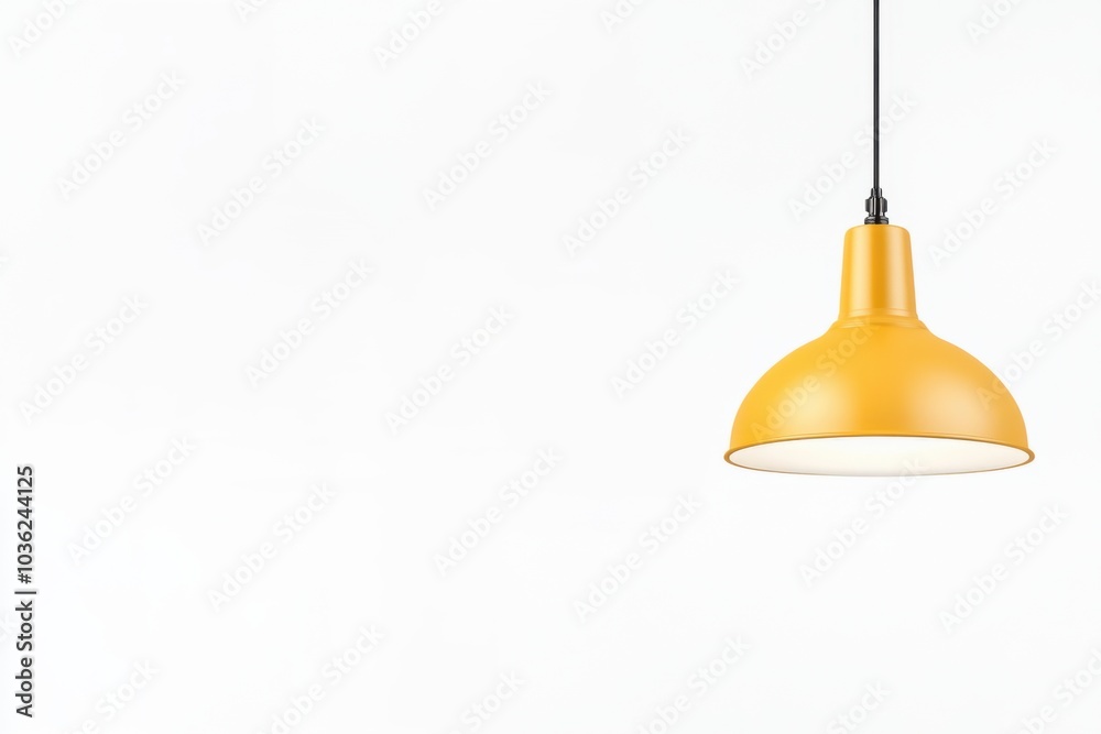 Obraz premium Yellow pendant light fixture on a white isolated background.