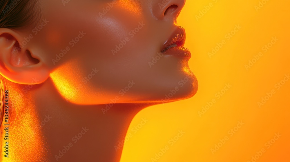 Close-up of Woman's Face in Warm Lighting Close-up of Woman's Face in Warm Lighting