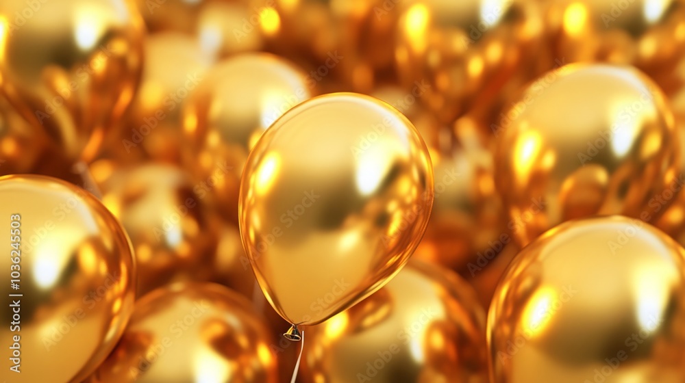 Shiny gold balloons forming Shiny gold balloons forming