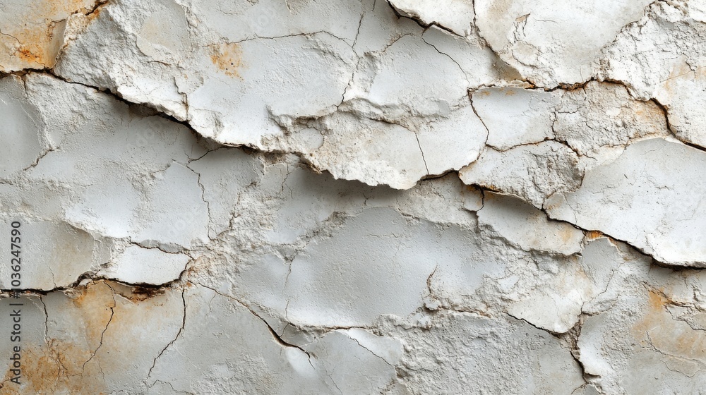 The surface features an array of cracks and textures, presenting a distressed aesthetic. Subtle variations in color highlight the age and wear of the plaster, suitable for creative projects. The surface features an array of cracks and textures, presenting a distressed aesthetic. Subtle variations in color highlight the age and wear of the plaster, suitable for creative projects.