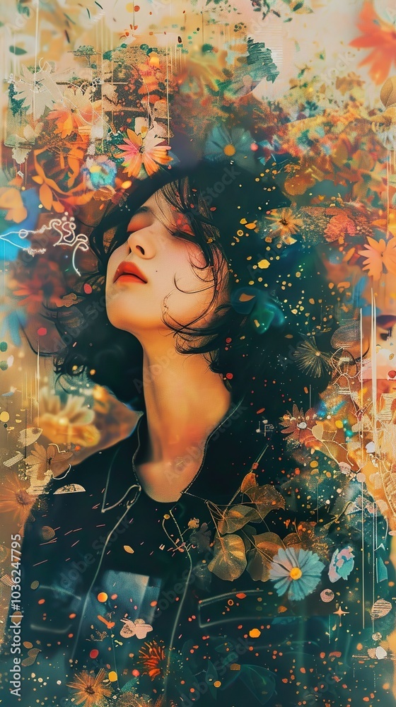 Dreamy Portrait of a Woman Surrounded by Flowers Dreamy Portrait of a Woman Surrounded by Flowers