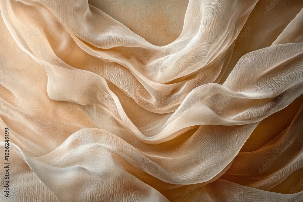 Fototapeta premium Abstract Draped Beige Fabric with a Smooth Texture