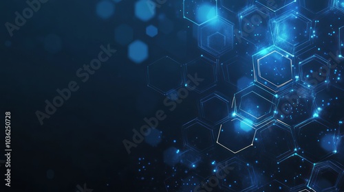 Abstract blue hexagonal pattern with glowing elements, suitable for tech backgrounds.