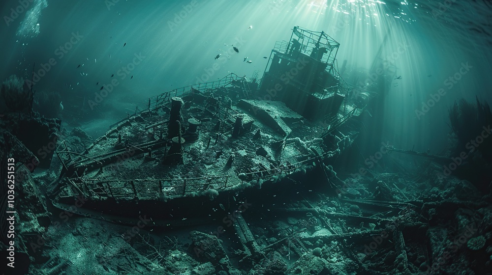 An old ship that long ago sank to the bottom of the ocean. An old ship that long ago sank to the bottom of the ocean.
