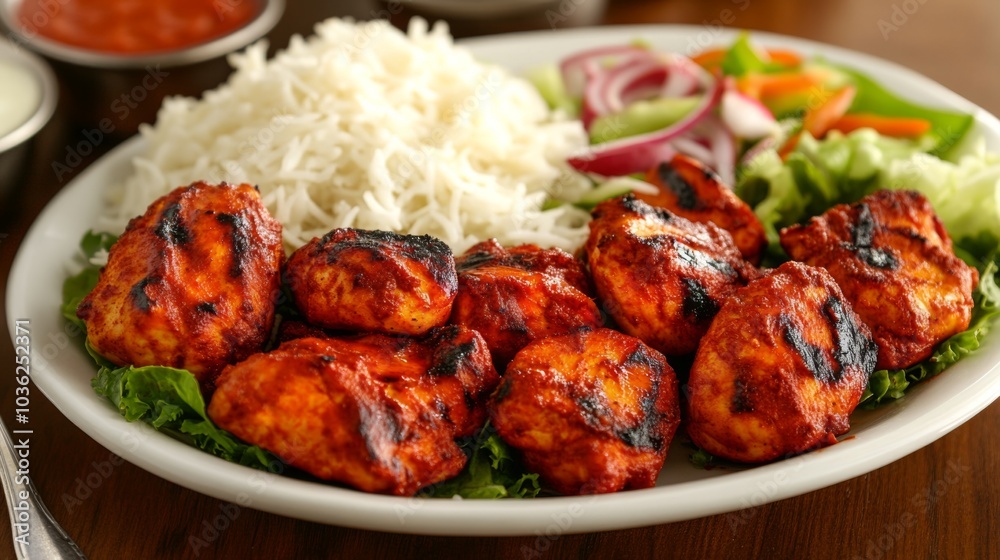 Delicious Platter of Grilled Chicken with Rice and Veggies Delicious Platter of Grilled Chicken with Rice and Veggies