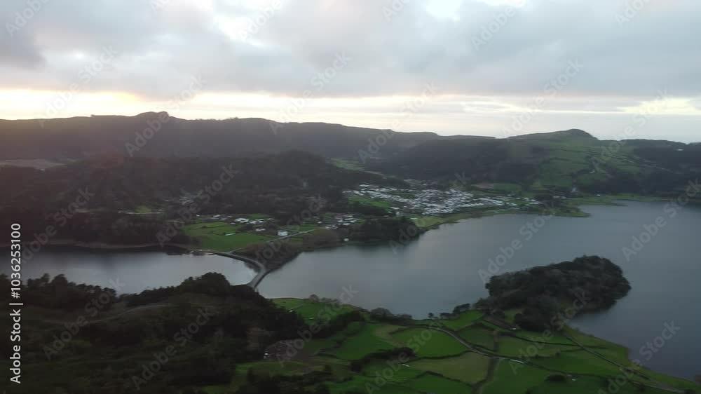 View of sete citades lake in Sao Miguel, Azores, Portugal View of sete citades lake in Sao Miguel, Azores, Portugal