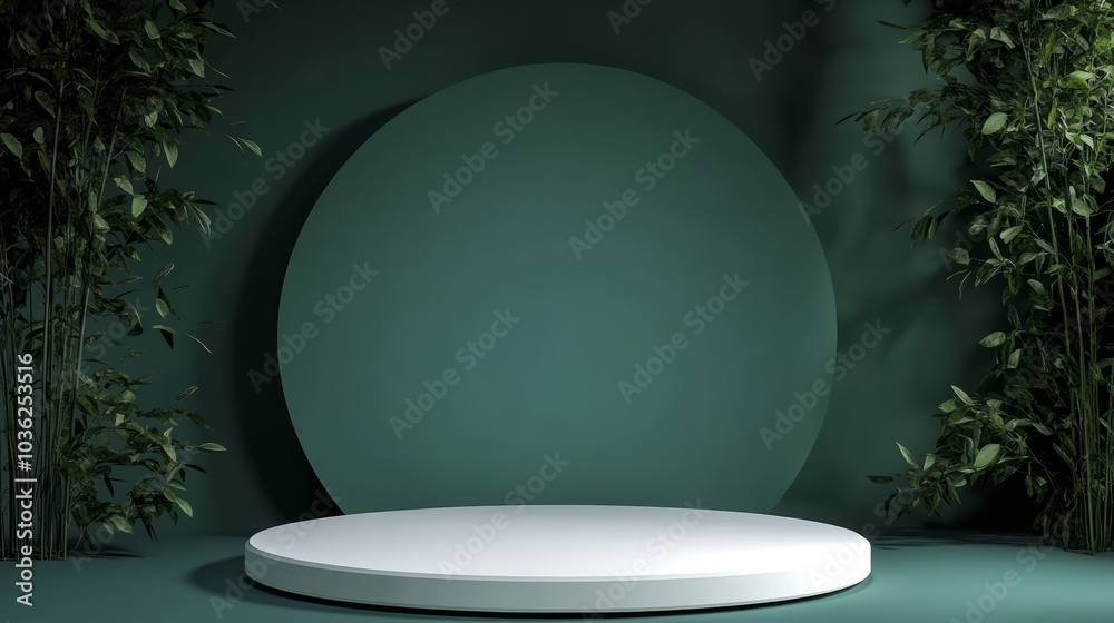 dark green backdrop with white empty display for product dark green backdrop with white empty display for product
