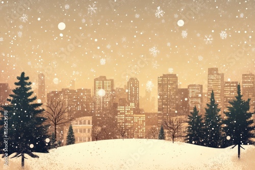 Christmas city wallpaper city background, Vector of the winter landscape. Merry Christmas. for copy space design assets, ai