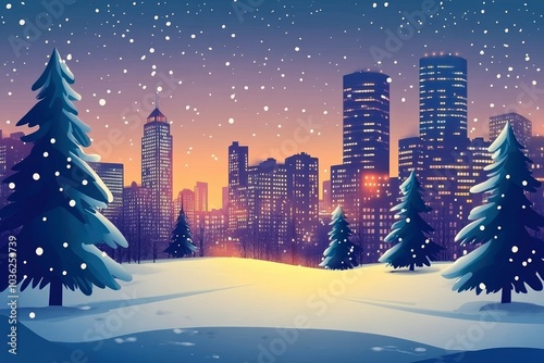Christmas city wallpaper city background, Vector of the winter landscape. Merry Christmas. for copy space design assets, ai