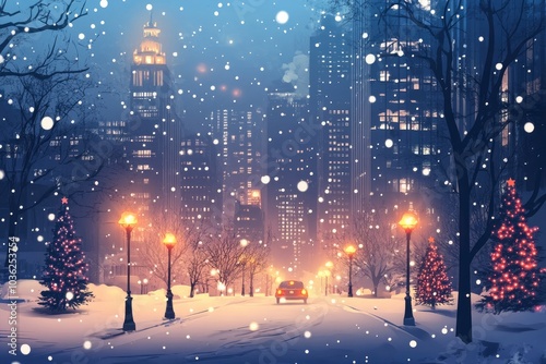 Christmas city wallpaper city background, Vector of the winter landscape. Merry Christmas. for copy space design assets, ai