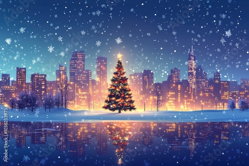 Christmas city wallpaper city background, Vector of the winter landscape. Merry Christmas. for copy space design assets, ai