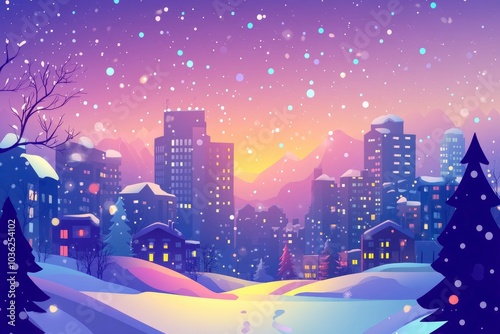 Christmas city wallpaper city background, Vector of the winter landscape. Merry Christmas. for copy space design assets, ai