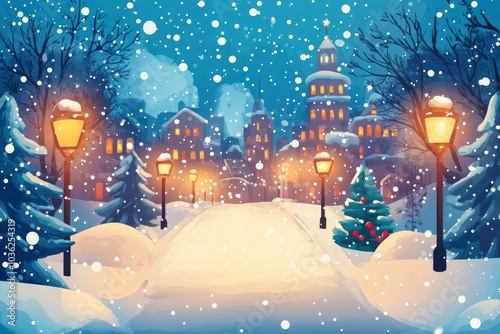 Christmas city wallpaper city background, Vector of the winter landscape. Merry Christmas. for copy space design assets, ai