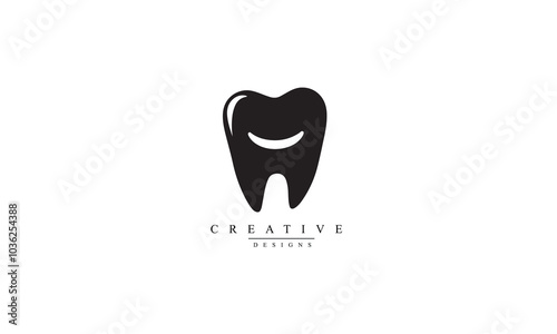 Tooth smile icon black vector white background