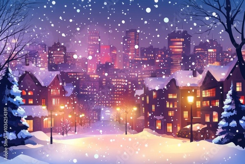 Christmas city wallpaper city background, Vector of the winter landscape. Merry Christmas. for copy space design assets, ai