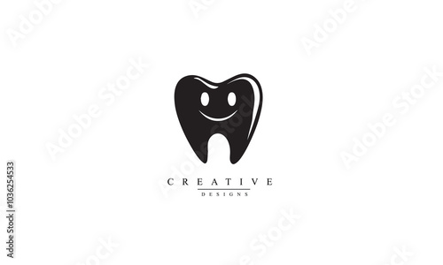 Tooth smile icon black vector white background