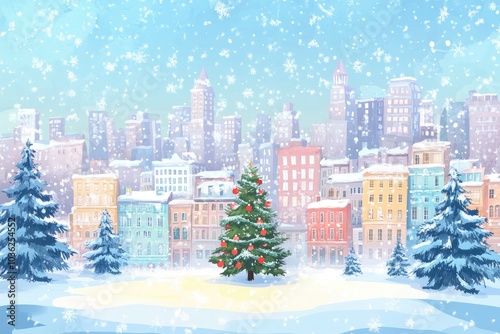 Christmas city wallpaper city background, Vector of the winter landscape. Merry Christmas. for copy space design assets, ai