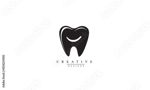 Tooth smile icon black vector white background