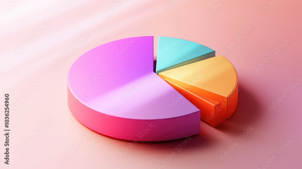 Obraz premium Colorful 3D Pie Chart for Data Visualization