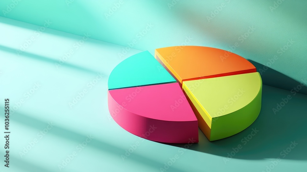 Obraz premium Colorful Pie Chart on a Minimalist Background