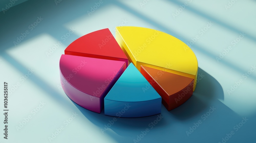 Obraz premium Colorful Pie Chart on a Light Surface