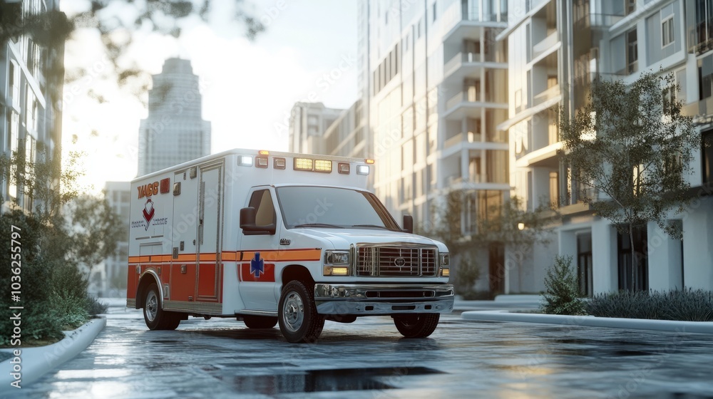 ambulance in the city in motion ambulance in the city in motion