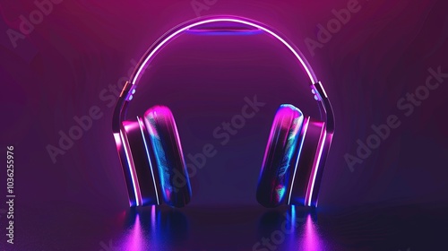 Neon color headphone music background