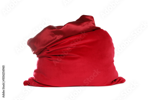 One red Santa's bag isolated on white