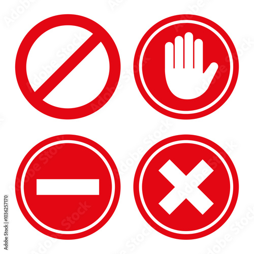 set de señaléticas de stop de advertencia - Vector de stock	
