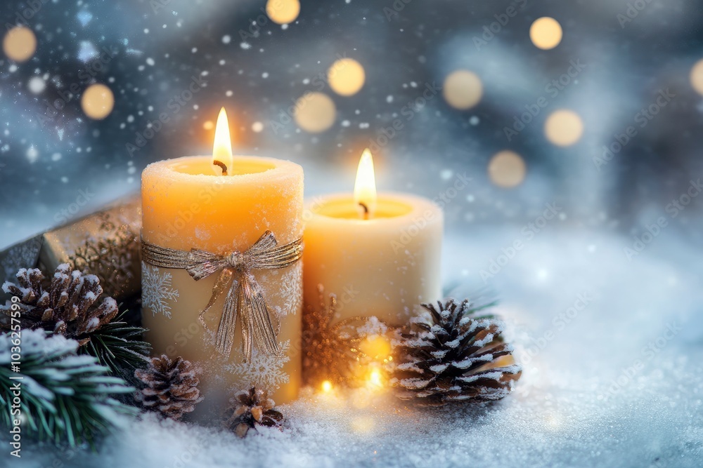 Christmas greeting card with German text Frohe Weihnachten und ein gutes neues Jahr 2024 - Beautiful candle decoration with gift box , ai Christmas greeting card with German text Frohe Weihnachten und ein gutes neues Jahr 2024 - Beautiful candle decoration with gift box , ai