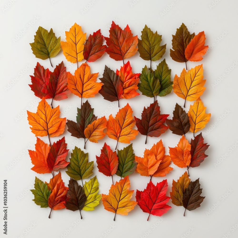Autumn leaves in various colors on a white background. Autumn leaves in various colors on a white background.