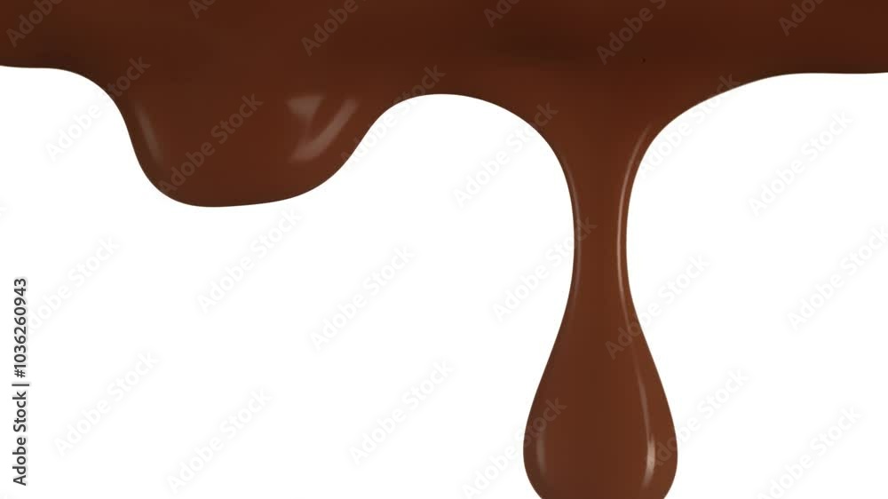 Super Slow Motion Detail Shot of Slowly Dripping Chocolate Isolated on White Background at 1000fps. Super Slow Motion Detail Shot of Slowly Dripping Chocolate Isolated on White Background at 1000fps.