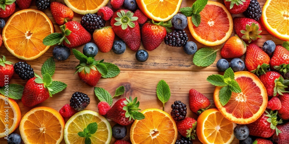 Fresh summer fruit background with oranges, strawberries, and blackberries , summer, fruit, background, oranges Fresh summer fruit background with oranges, strawberries, and blackberries , summer, fruit, background, oranges