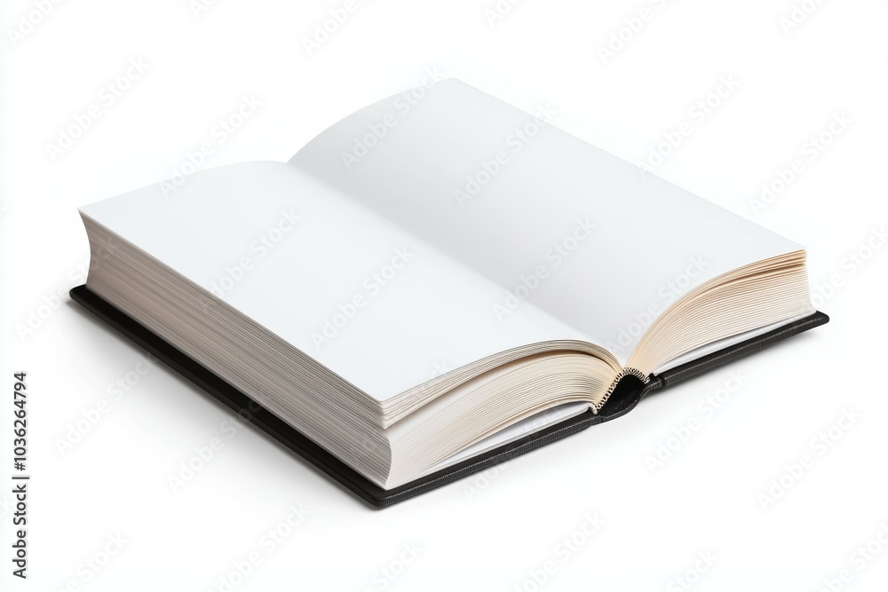 An empty open book lying on a clean surface, ready for ideas and stories during afternoon hours of creativity An empty open book lying on a clean surface, ready for ideas and stories during afternoon hours of creativity