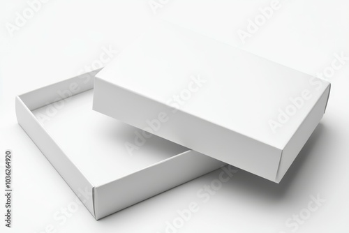 Simple white open box on a light background, ideal for packaging and showcasing various products and gifts