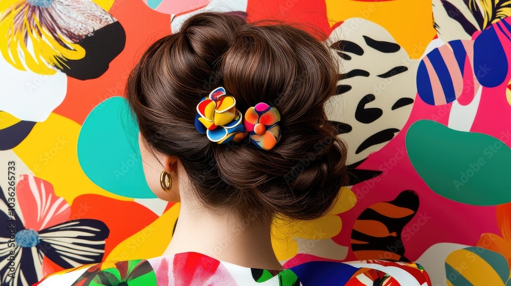 Naklejka premium Colorful Hairstyle Against Vibrant Background