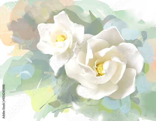 Fototapeta Naklejka Na Ścianę i Meble -  Flowers watercolors