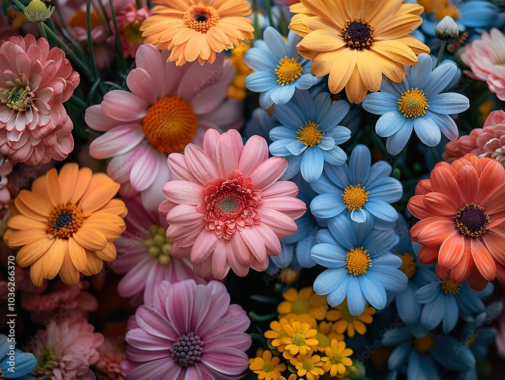 Vibrant Bouquet of Colorful Flowers: A Close-Up View Vibrant Bouquet of Colorful Flowers: A Close-Up View