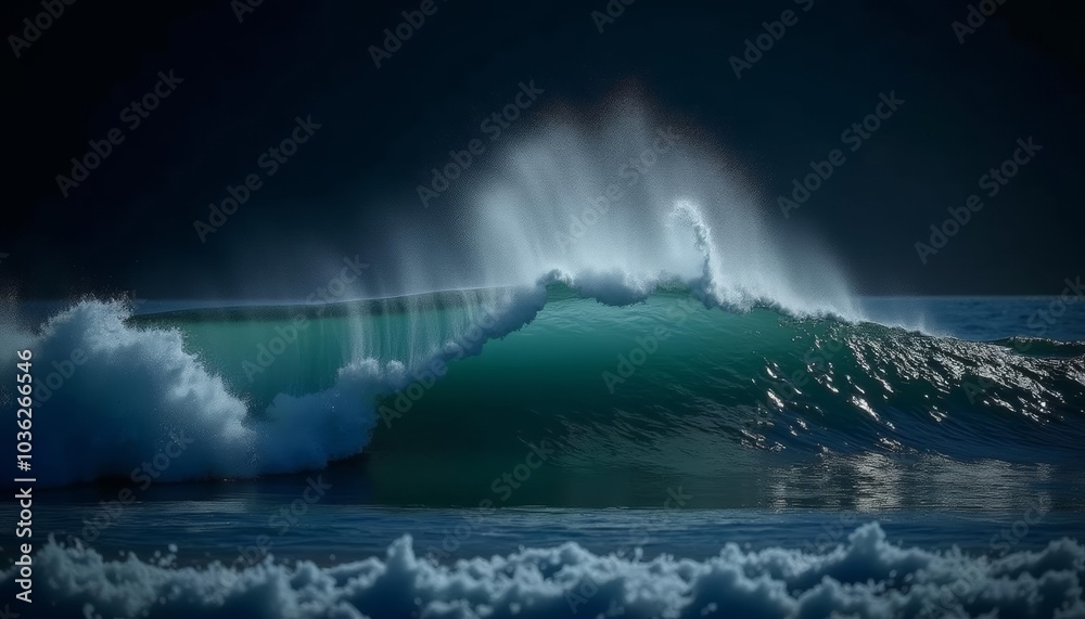 Obraz premium Powerful ocean wave perfect for adventure or danger themes
