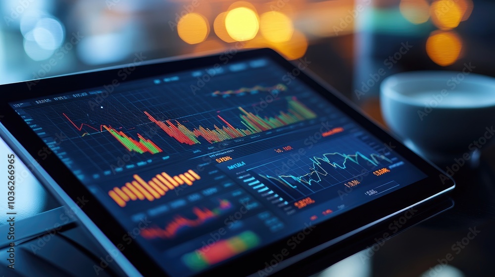 Digital Data Visualization on Tablet Screen Digital Data Visualization on Tablet Screen