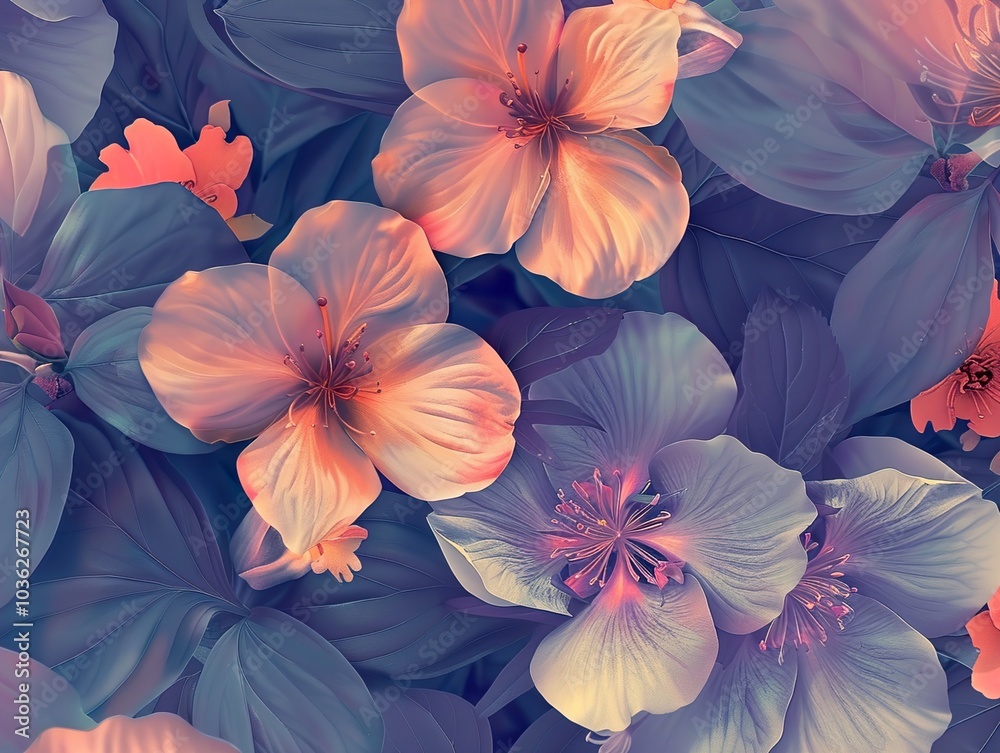 Beautiful Pink, Purple, and Orange Flowers in Bloom Beautiful Pink, Purple, and Orange Flowers in Bloom