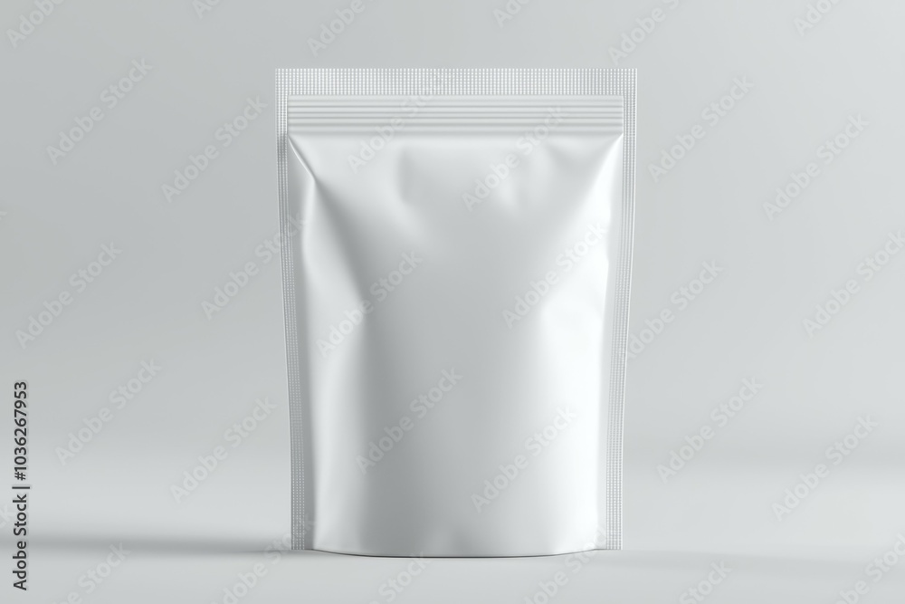 A white bag with a zipper is shown on a white background A white bag with a zipper is shown on a white background