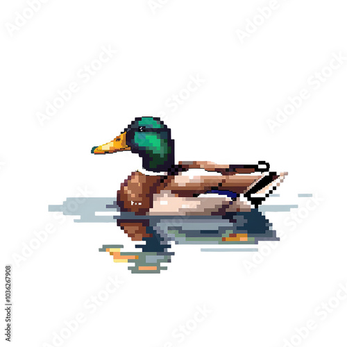 Obraz na płótnie duck, bird, mallard, water, animal, nature, lake, pond, wildlife, ducks, green, feather, animals, drake, birds, wild, beak, waterfowl, swim, fowl, feathers, river, isolated, colorful, reflection w salonie