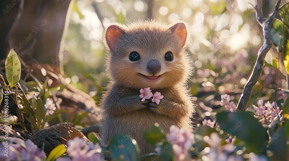 3D Cute Baby Quokka with Soft Pastel Colors 3D Cute Baby Quokka with Soft Pastel Colors