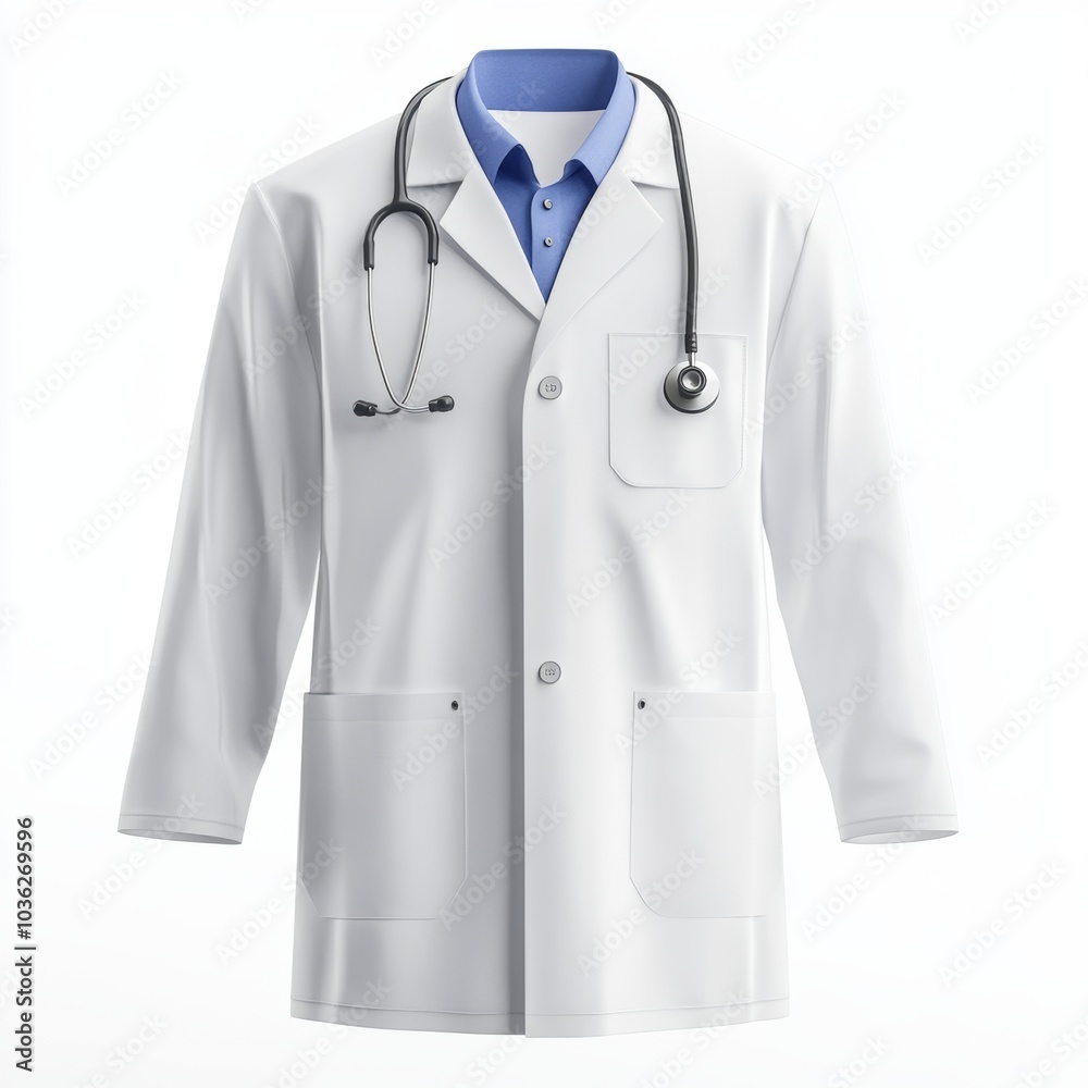 Professional Medical Coat with Stethoscope Displayed Professional Medical Coat with Stethoscope Displayed
