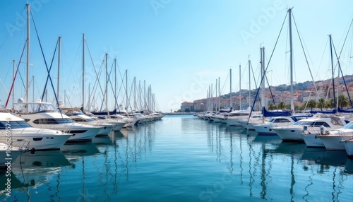  Serene marina with sailboats at sunset