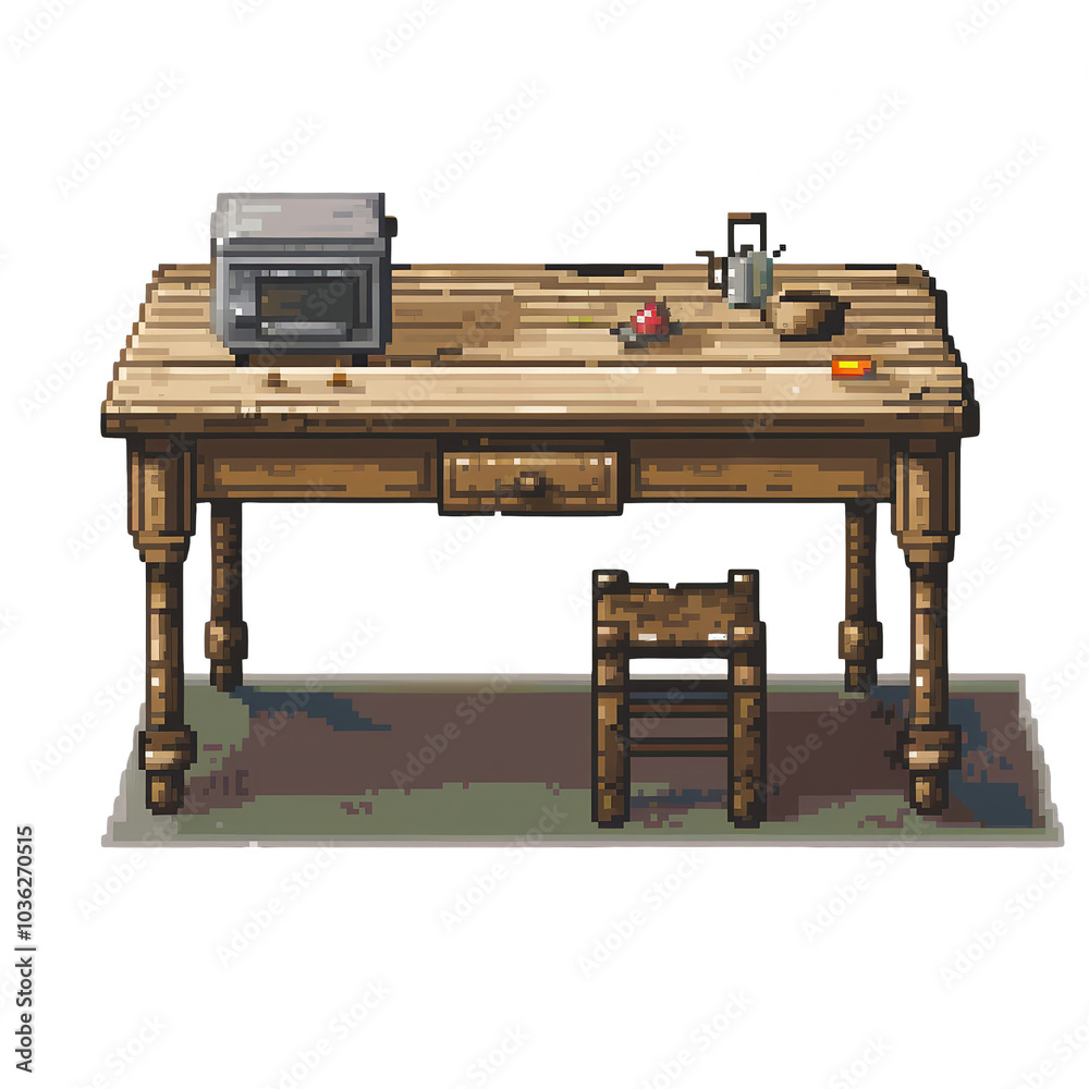 Pixelated Kitchen Table with Rustic Charm Pixelated Kitchen Table with Rustic Charm